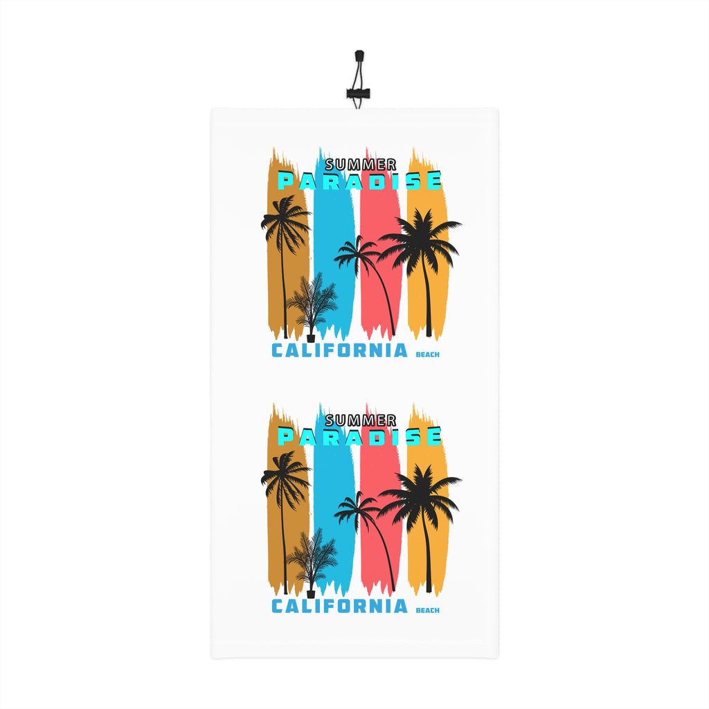 California Summer Paradise Neck Gaiter Palm Tree Beach Face Cover with Drawstring