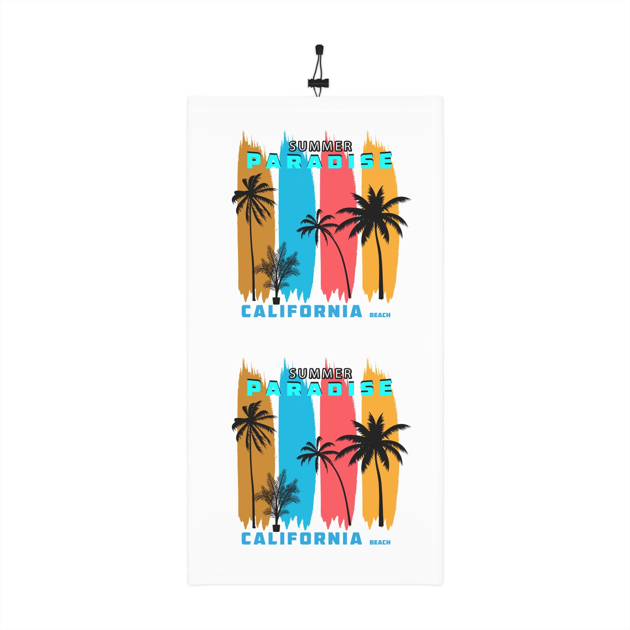 California Summer Paradise Neck Gaiter Palm Tree Beach Face Cover with Drawstring