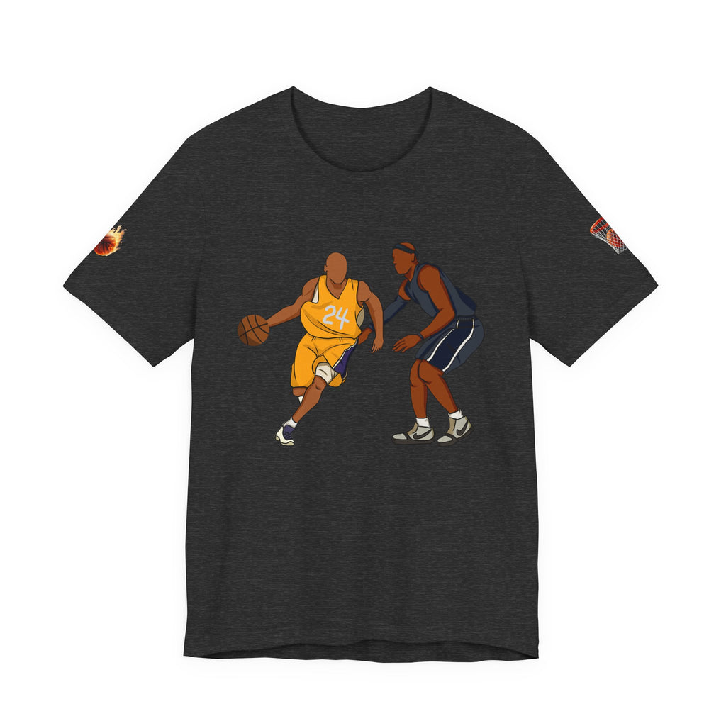 Basketball Players Tee Dribble Defender Court Illustration