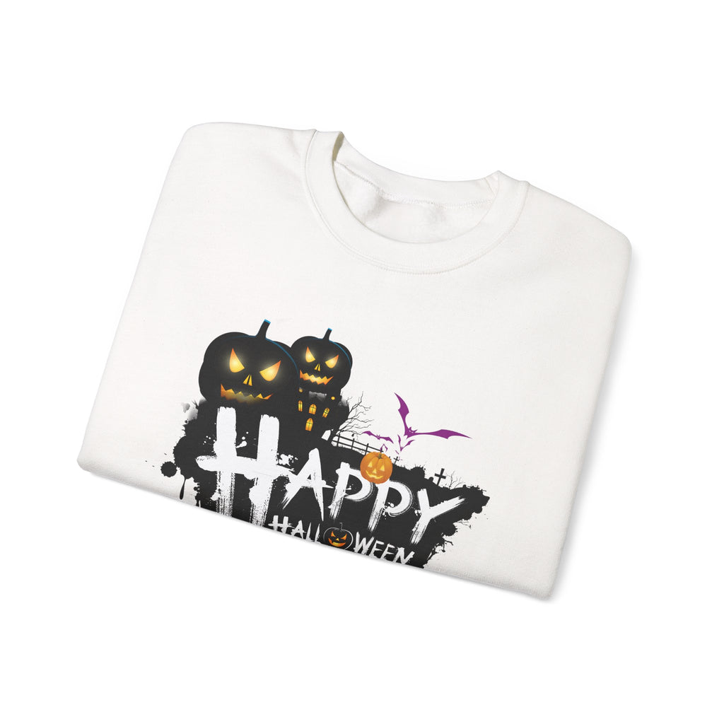 Halloween Pumpkin Crewneck Sweatshirt — "Happy Halloween" Graphic
