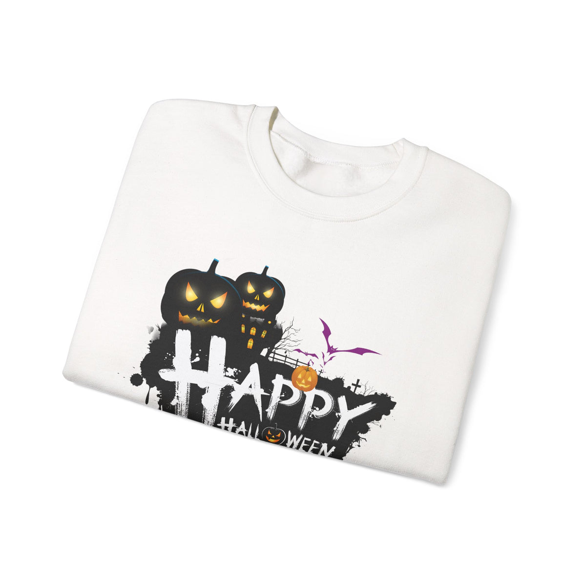 Halloween Pumpkin Crewneck Sweatshirt — "Happy Halloween" Graphic