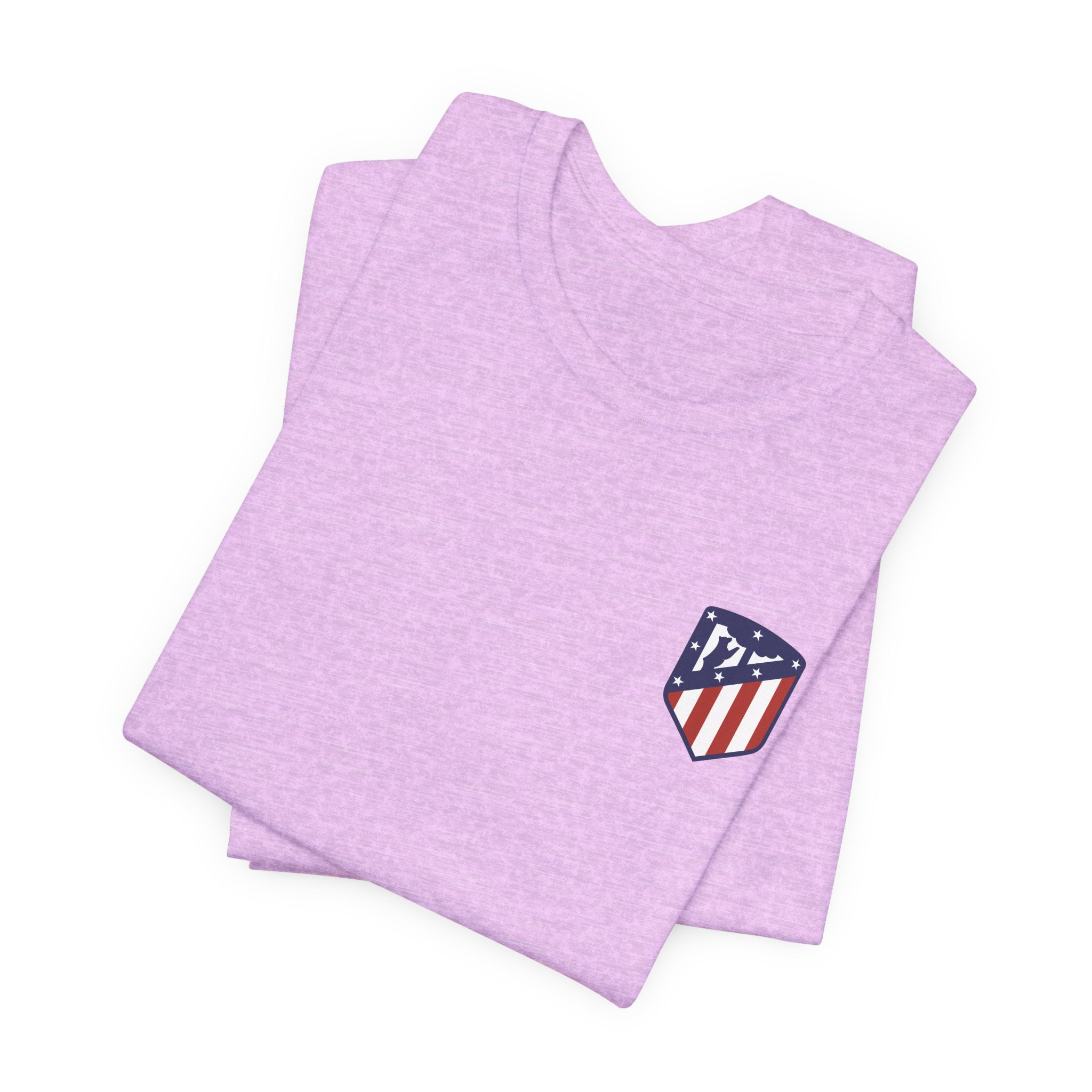 Atletico Madrid Shield T-Shirt Front Chest & Sleeve Logo Soccer Tee