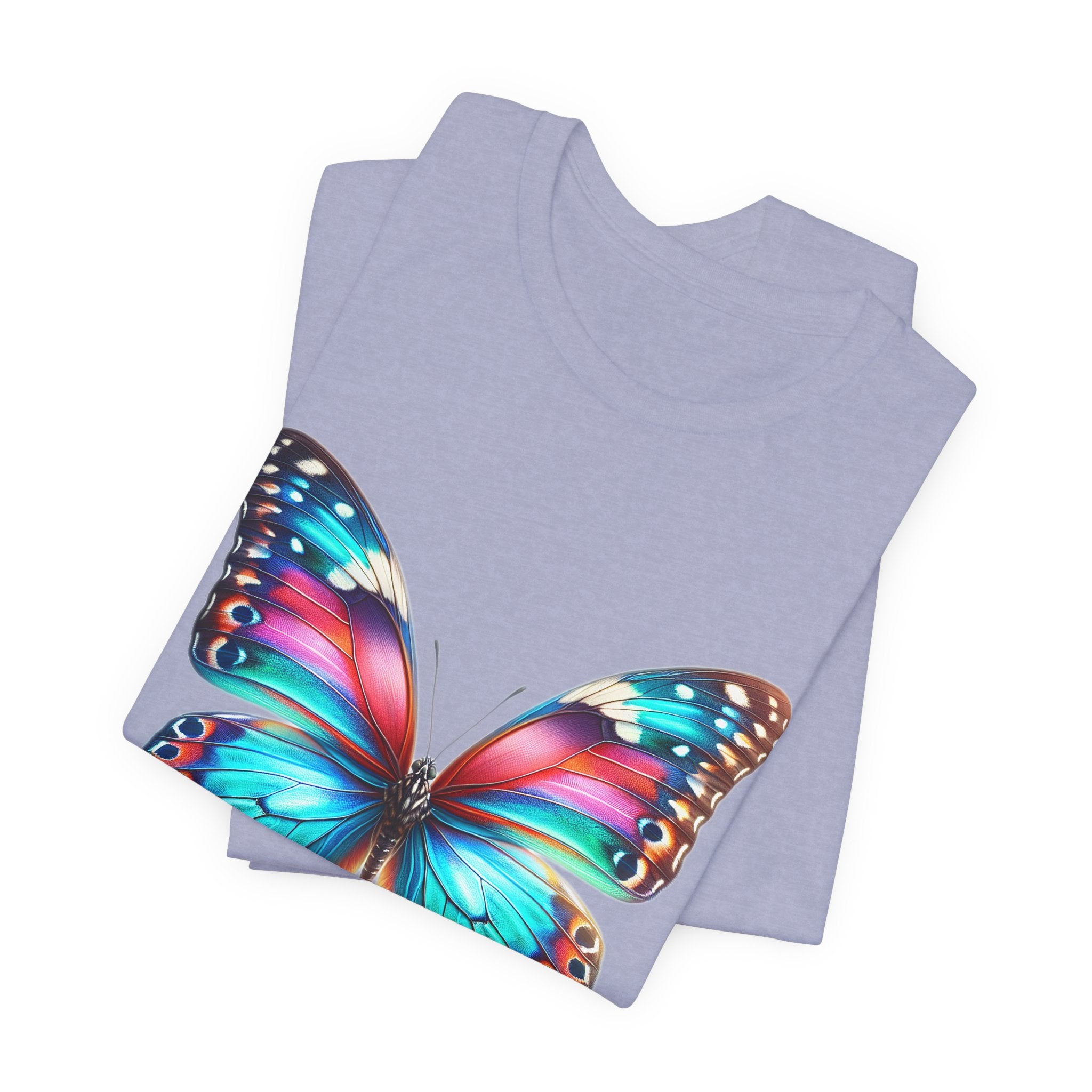 Vibrant Rainbow Butterfly Tee Colorful Monarch Wing Graphic