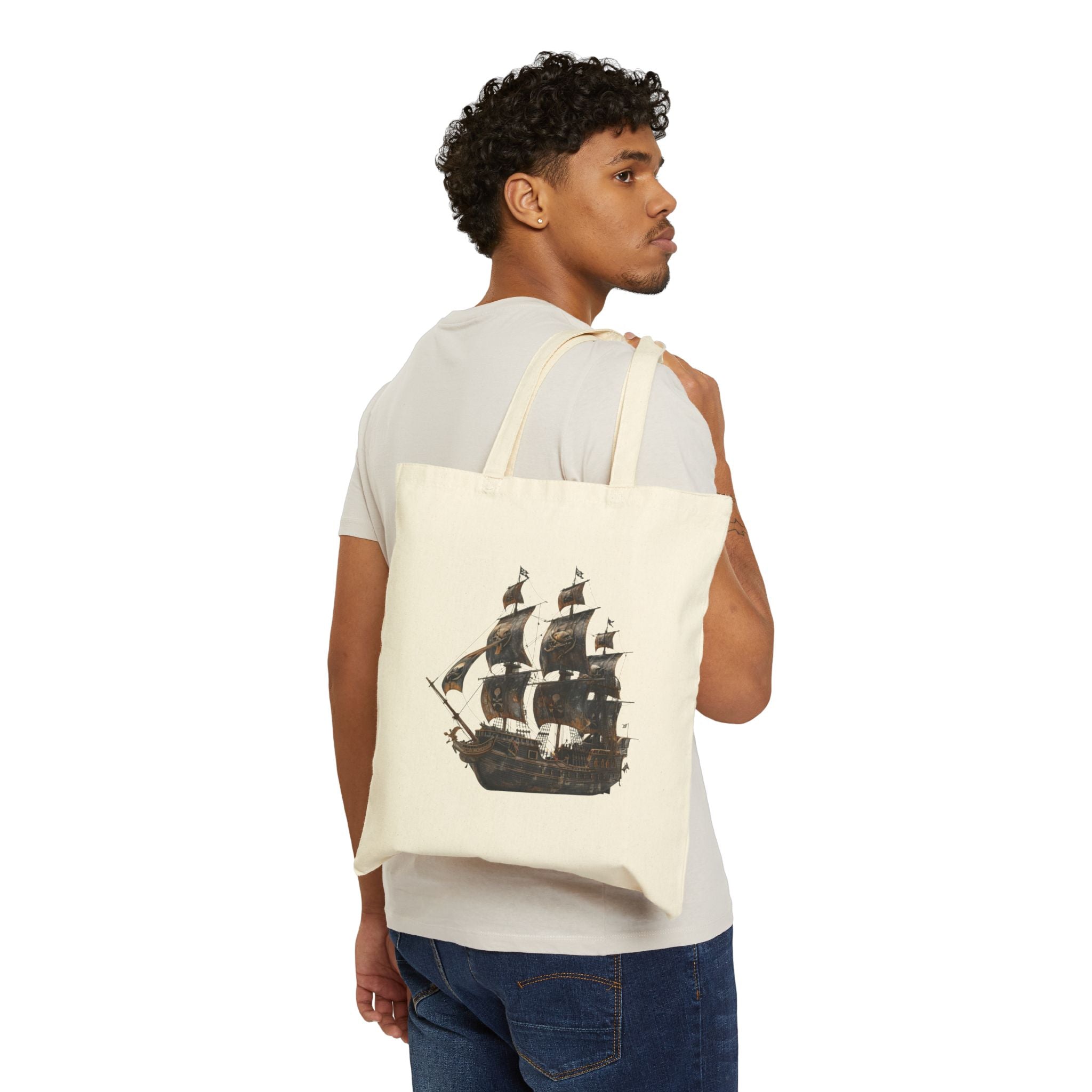 Nautical Canvas Tote — Vintage Ship & Anchor Cotton Tote Bag