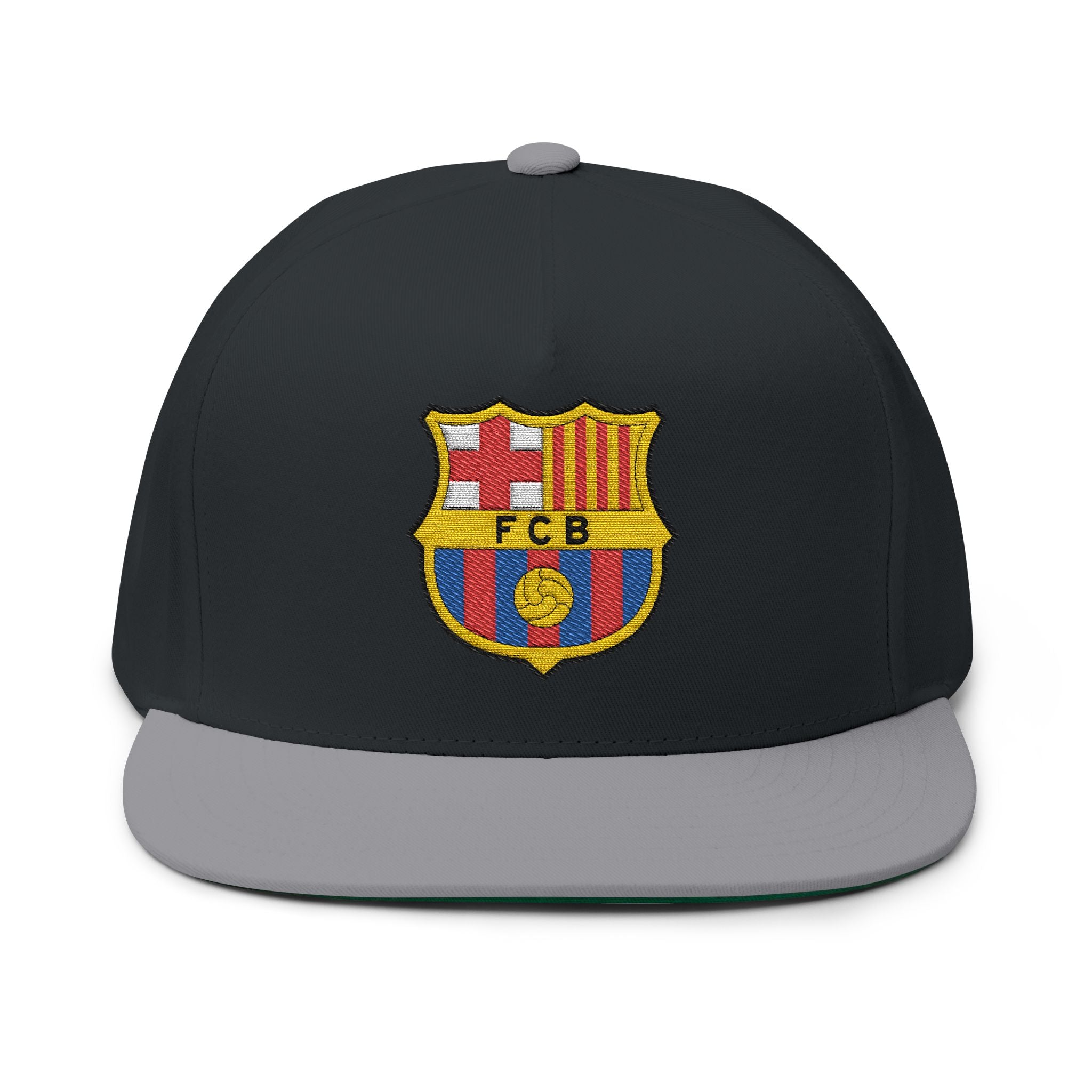 Embroidered Football Crest Flat Bill Cap  Snapback Soccer Hat
