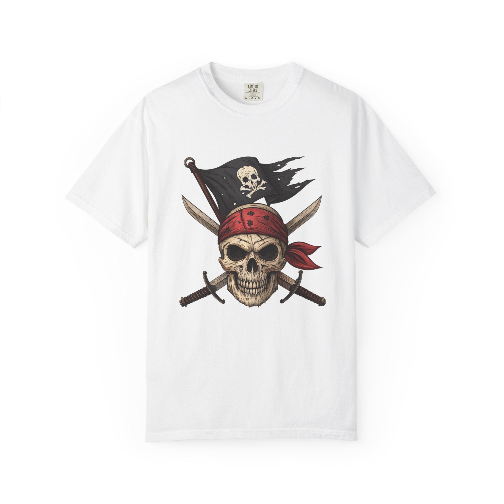 Pirate Skull T-Shirt Jolly Roger Bandana Graphic Tee