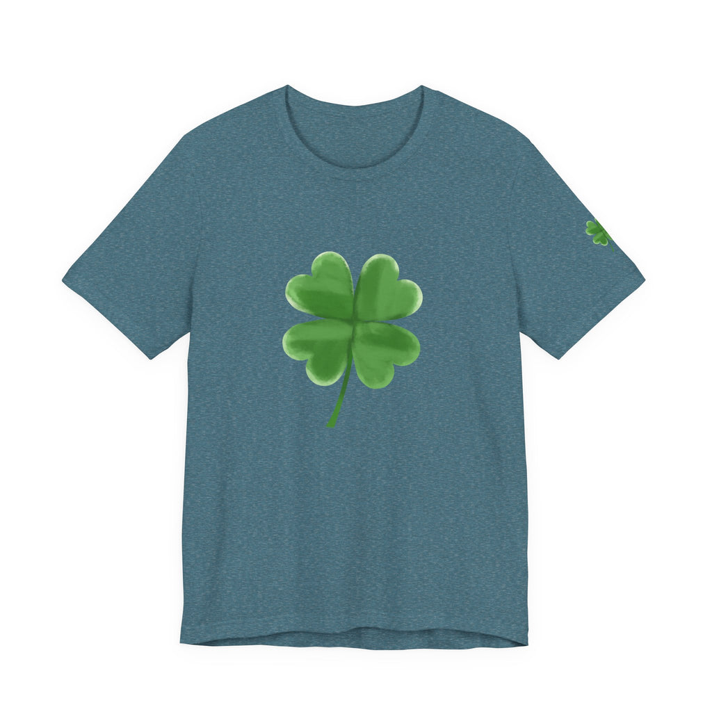 Green Four-Leaf Clover T-Shirt  Lucky Shamrock Tee