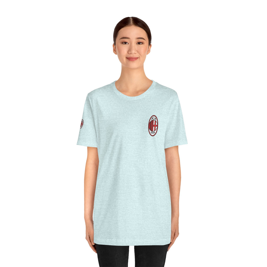 AC Milan Crest T-Shirt Minimal Soccer Tee with 'AC Milan' Back Print