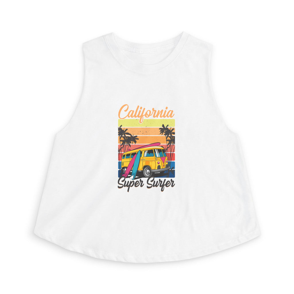 California Super Surfer Crop Top Retro Beach Van Surf Graphic