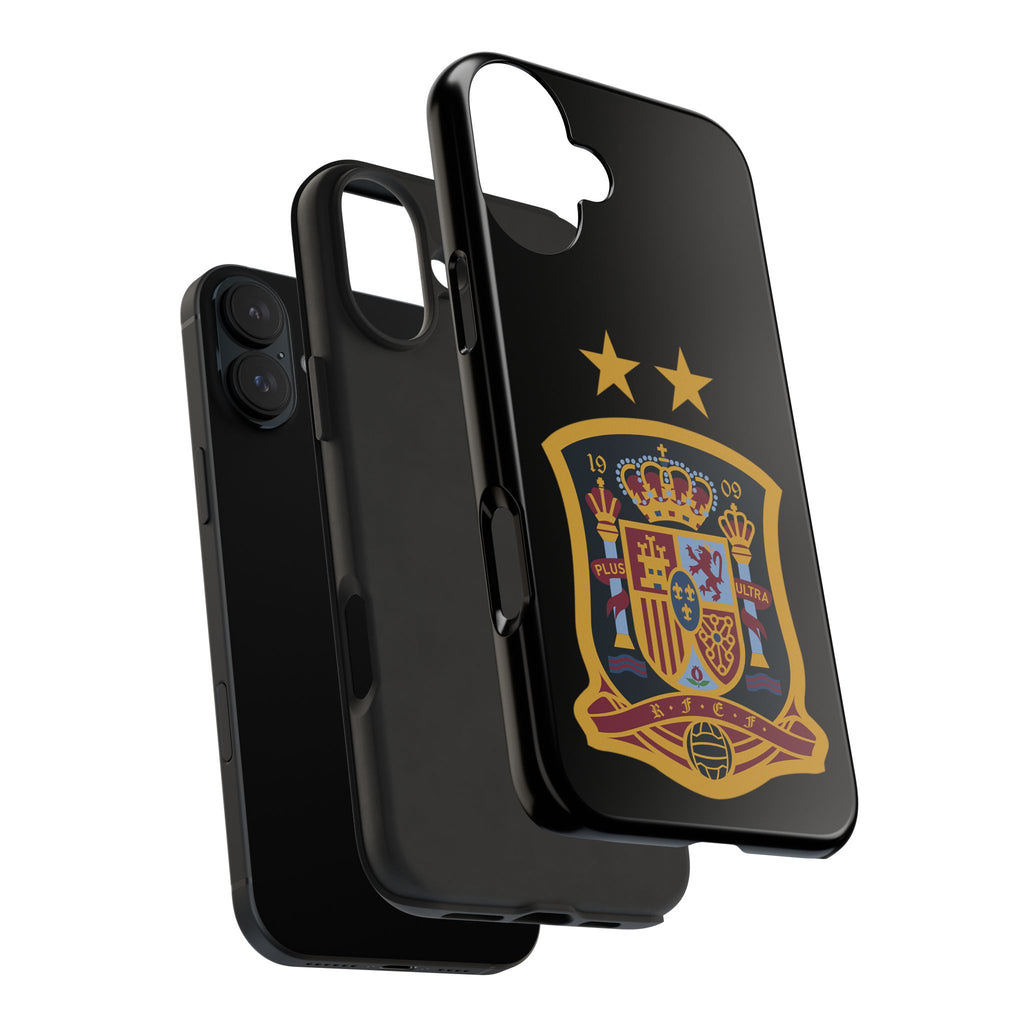 Spain Soccer Crest Tough Phone Case  Black Protective iPhone Case with Two Stars