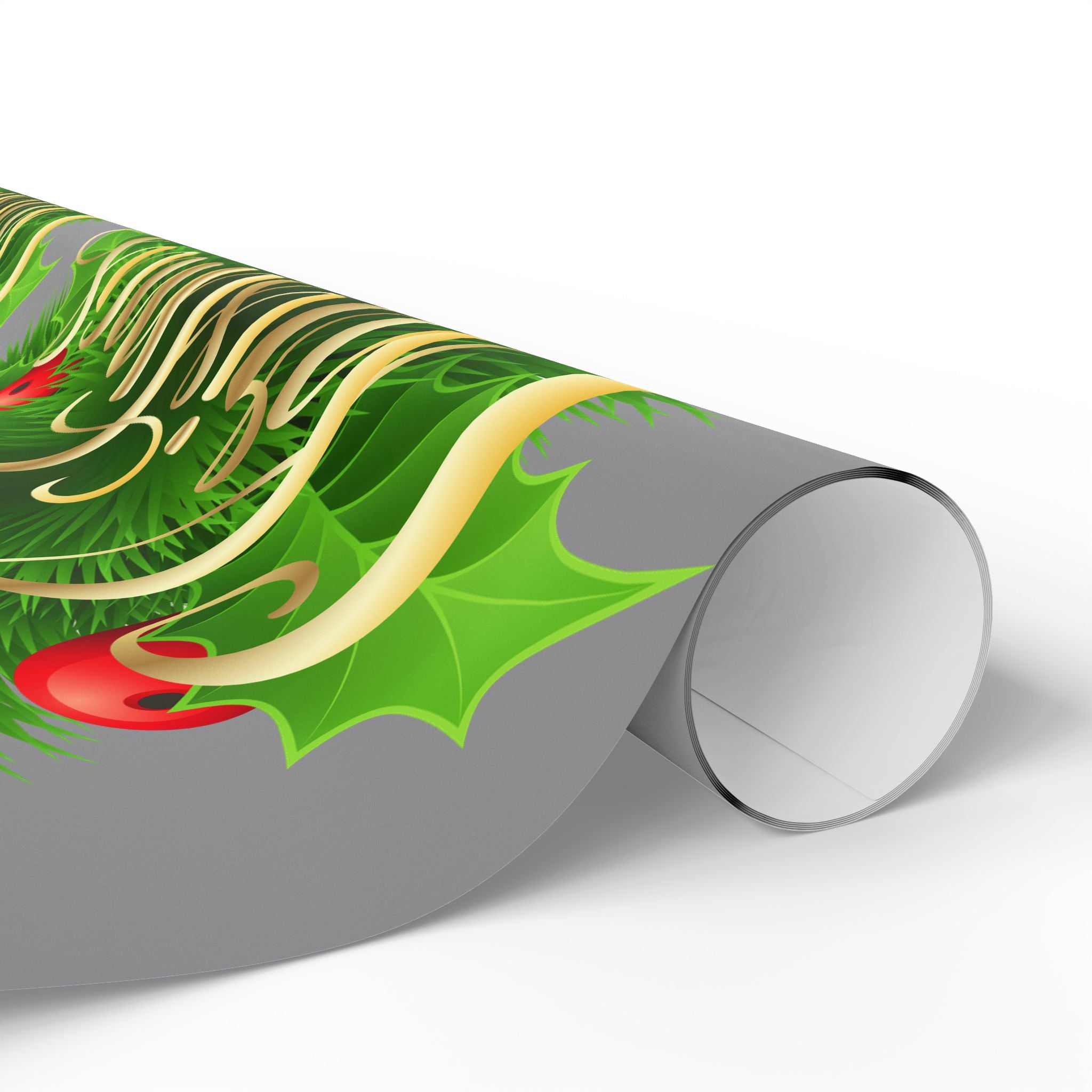 Holly & Berries Wrapping Paper  Holiday Gift Wrap Roll