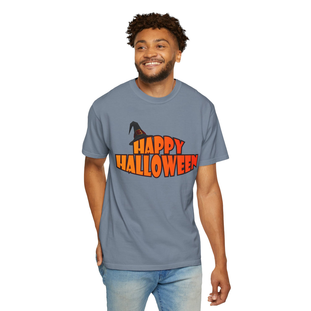 Halloween Icons T-Shirt — "Happy Halloween" Graphic Tee with Spooky Back Illustrations