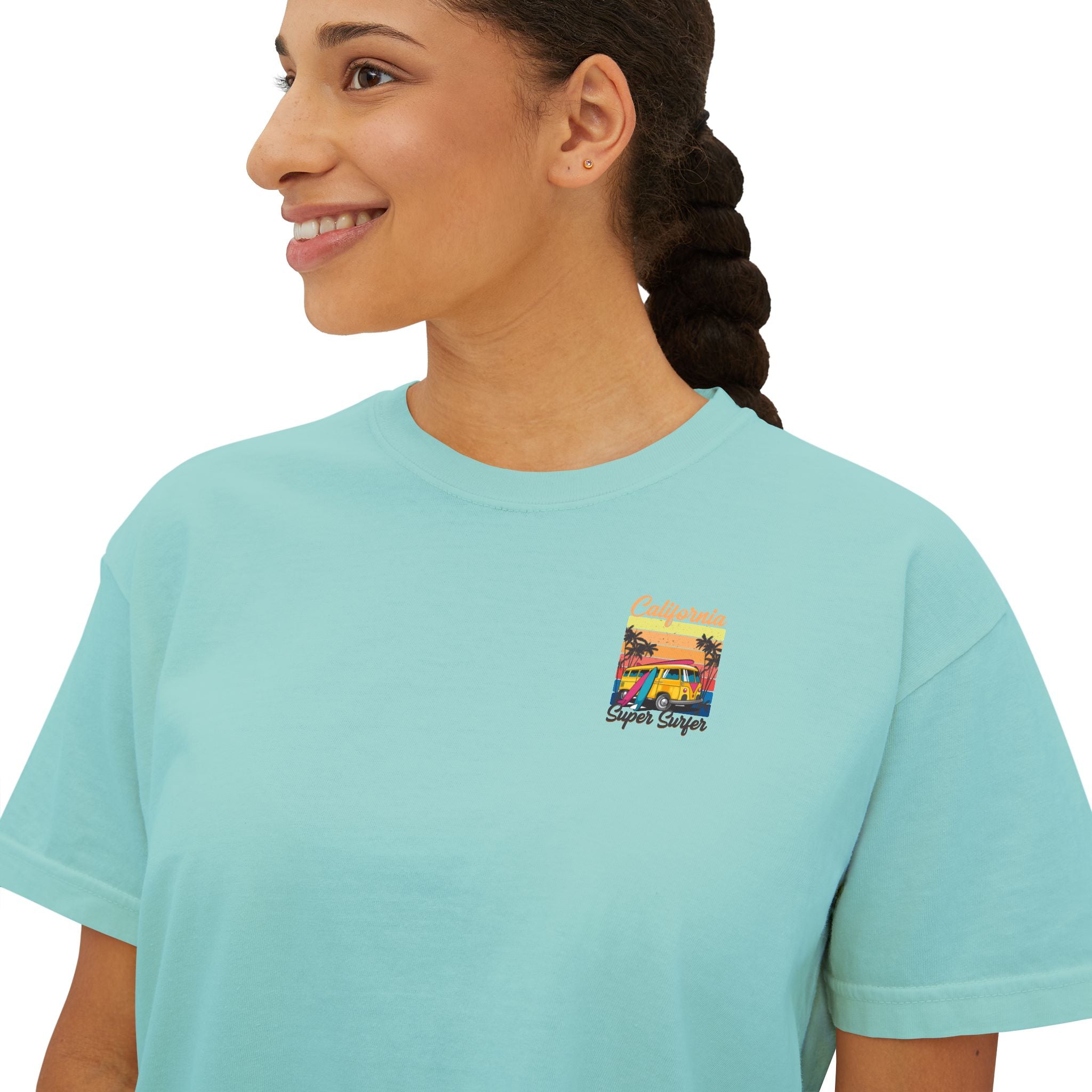 Los Angeles Sunset Women's Boxy Tee  Retro Palm Tree City Graphic