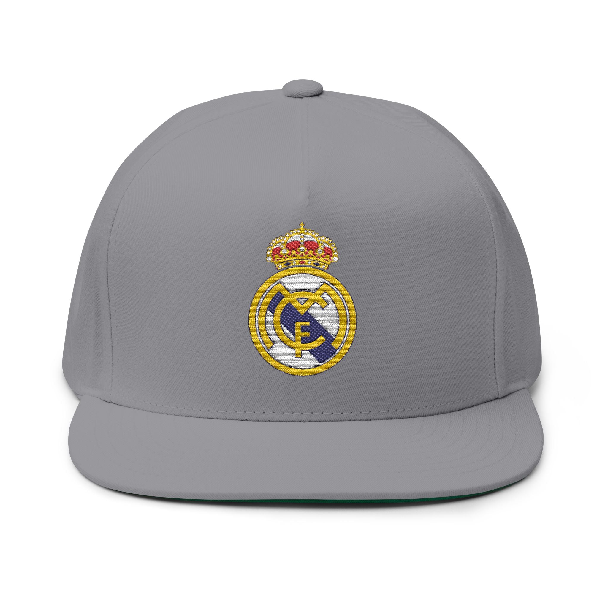 Embroidered Flat Bill Cap  Real Madrid Crest Snapback