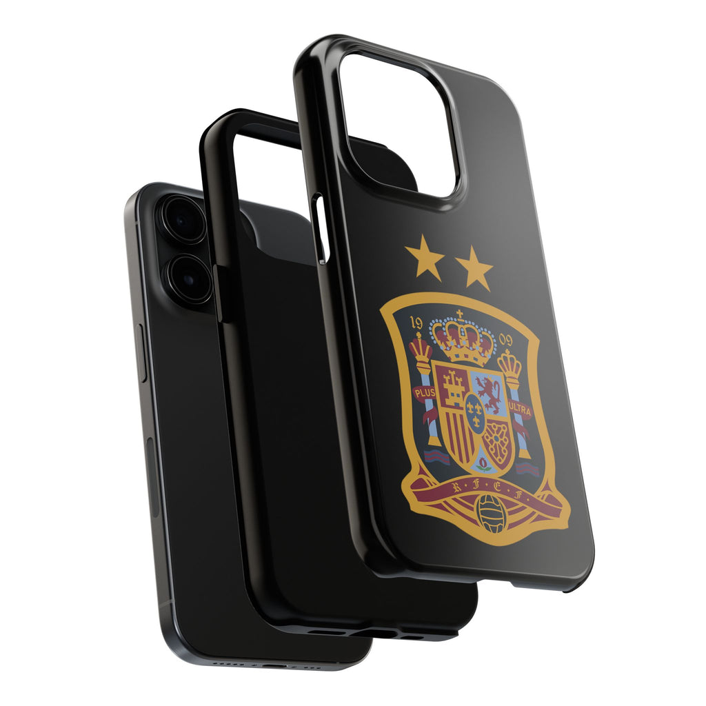 Spain Soccer Crest Tough Phone Case  Black Protective iPhone Case with Two Stars