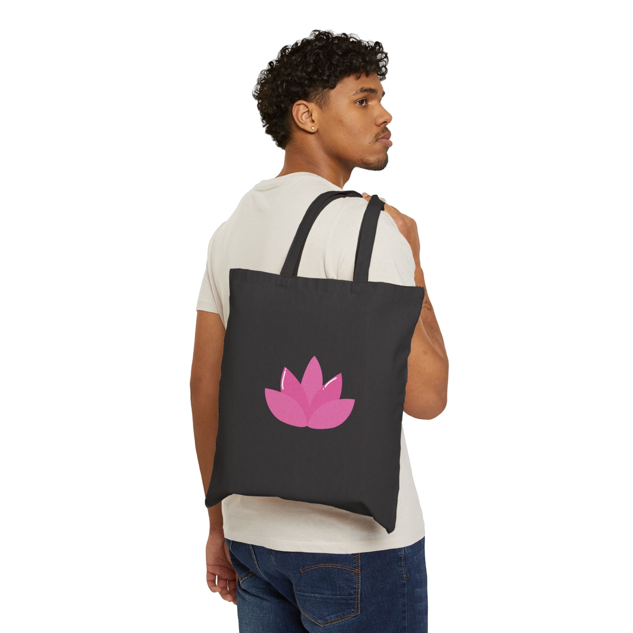 Yoga Lotus Tote Bag  Canvas Meditation Beach Grocery Tote