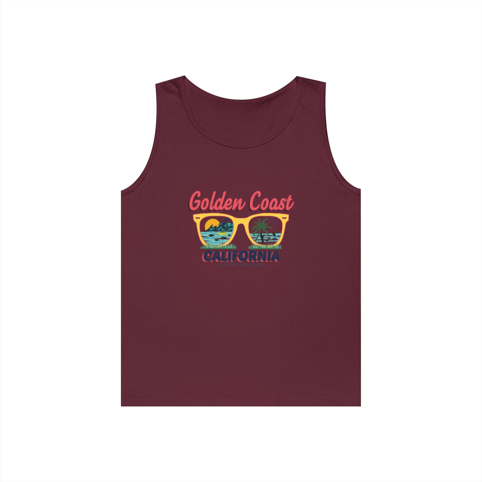 Golden Coast California Tank Top Vintage Beach Palm Graphic