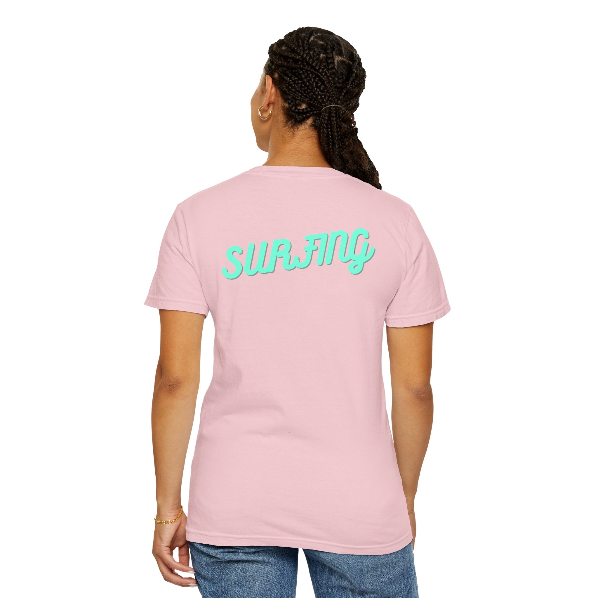 California Beach Surf T-Shirt  Retro Palm Trees & ‘SURFING’ Graphic