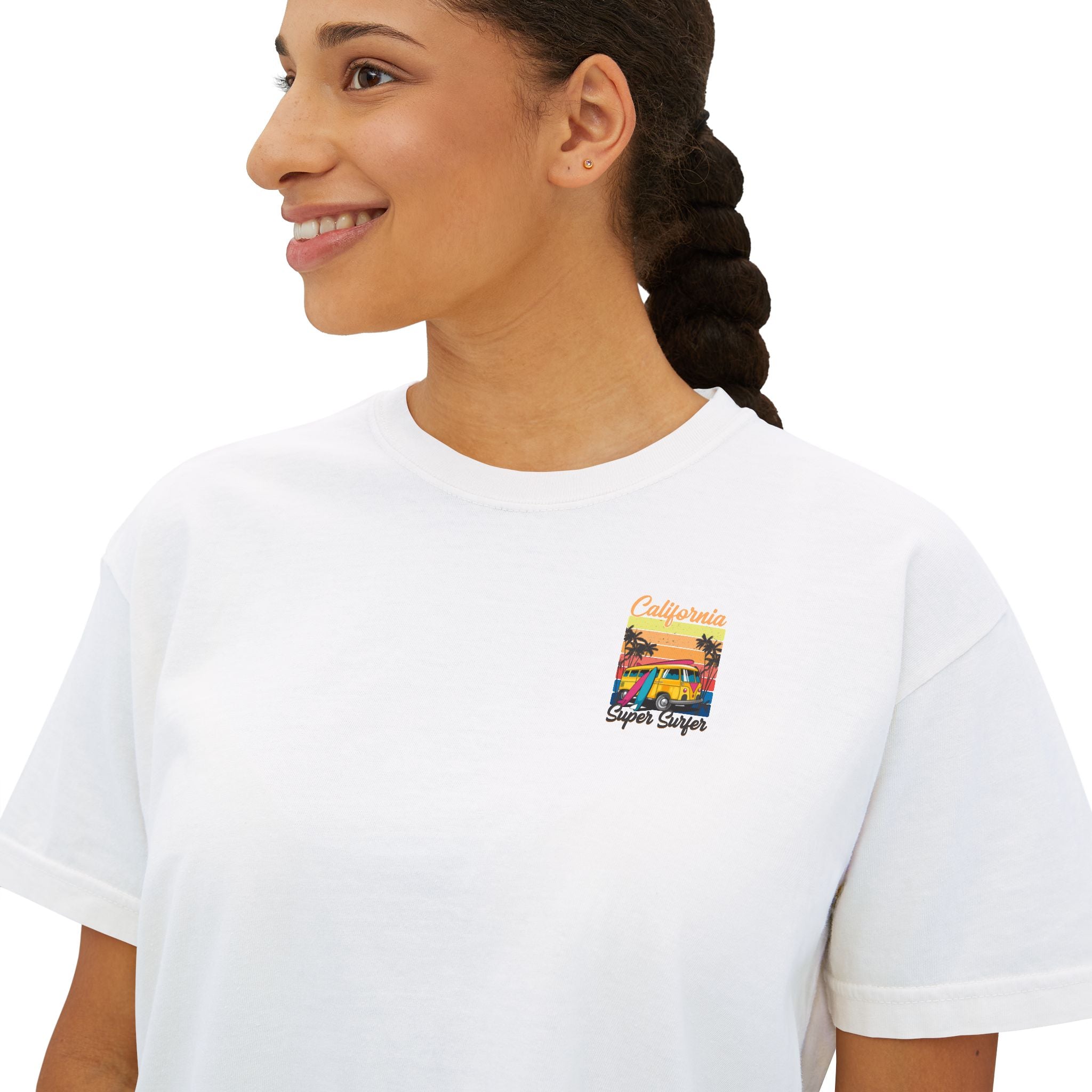 Los Angeles Sunset Women's Boxy Tee  Retro Palm Tree City Graphic