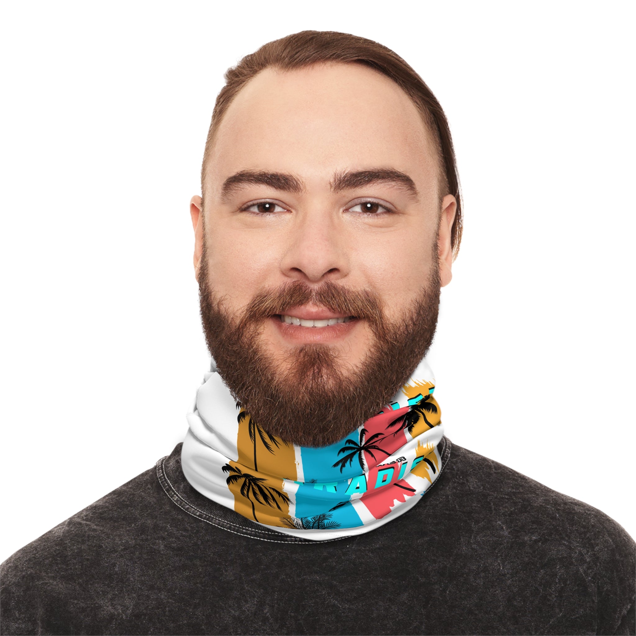 California Summer Paradise Neck Gaiter Palm Tree Beach Face Cover with Drawstring