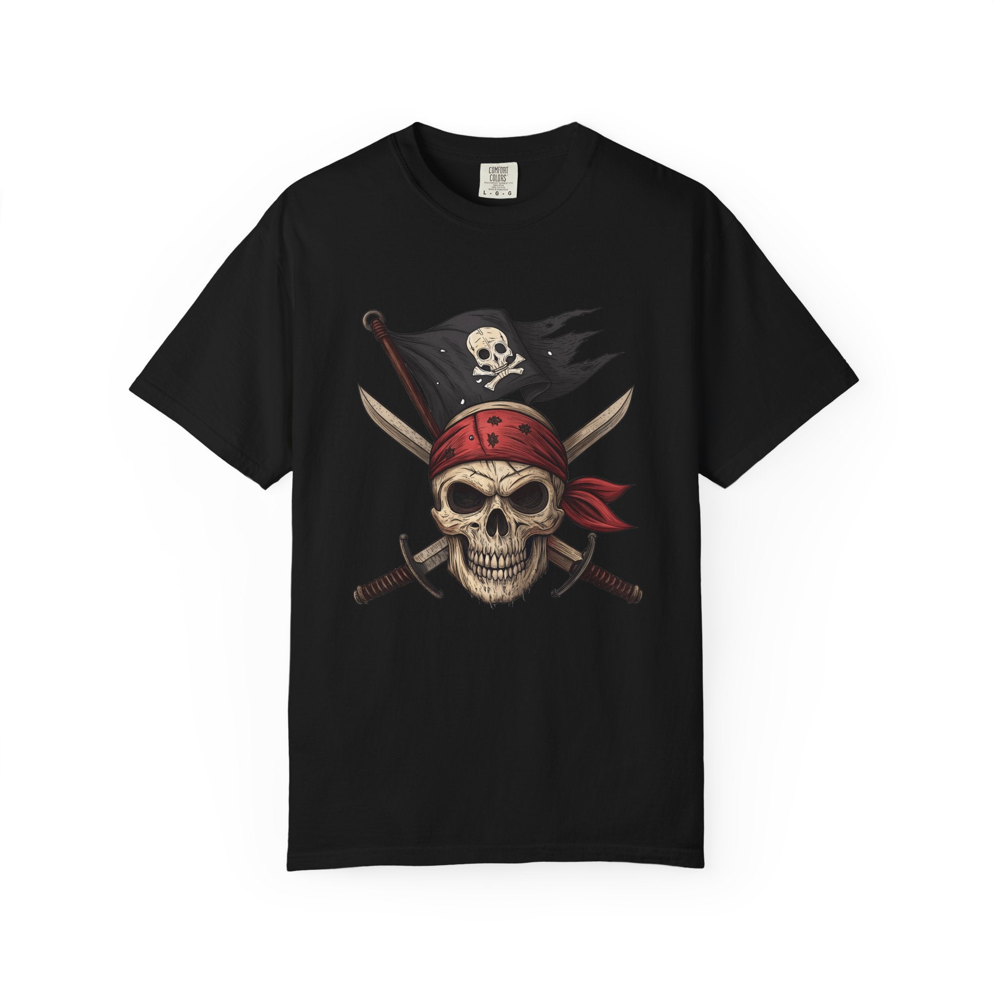 Pirate Skull T-Shirt Jolly Roger Bandana Graphic Tee