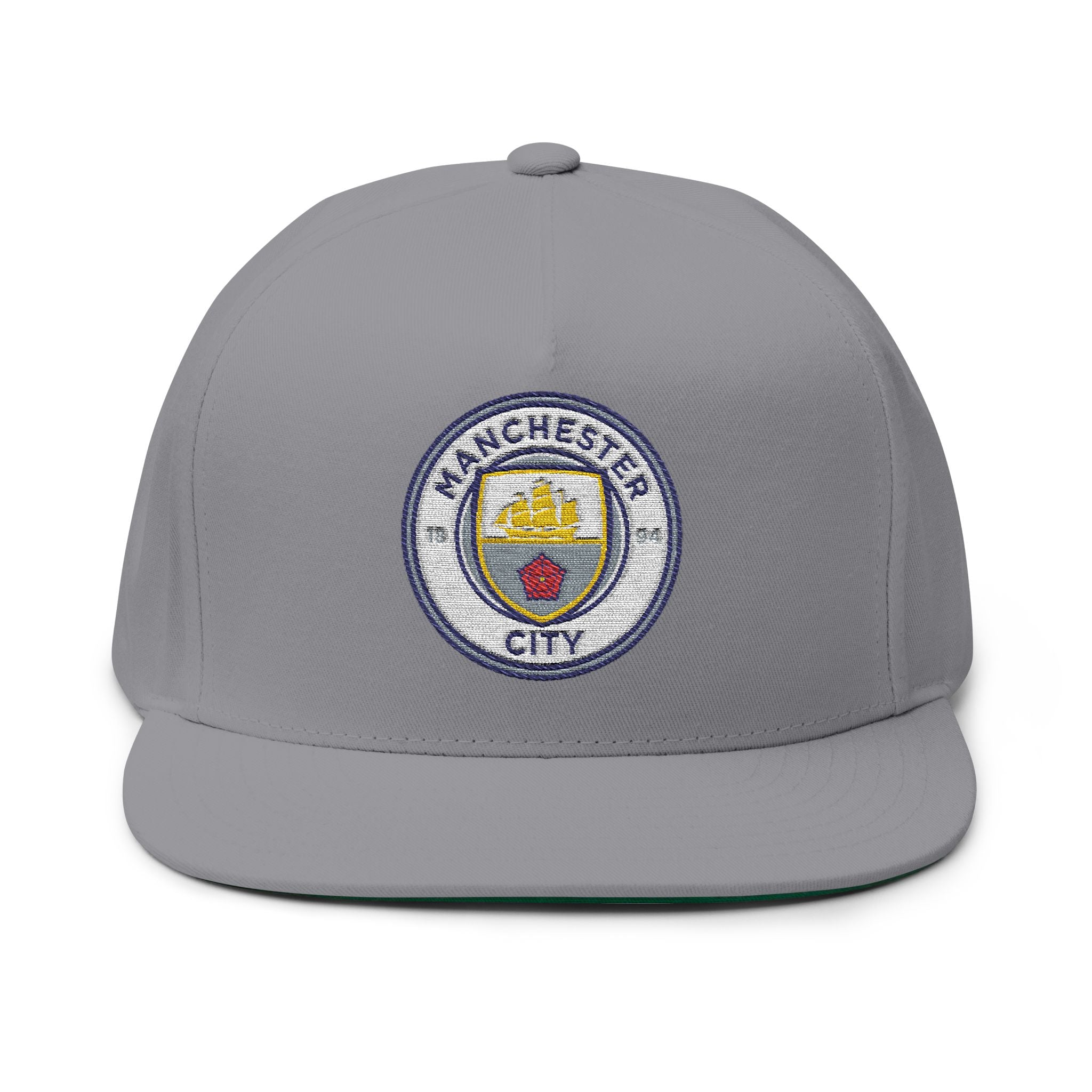 Embroidered Flat Bill Cap  Manchester City Crest