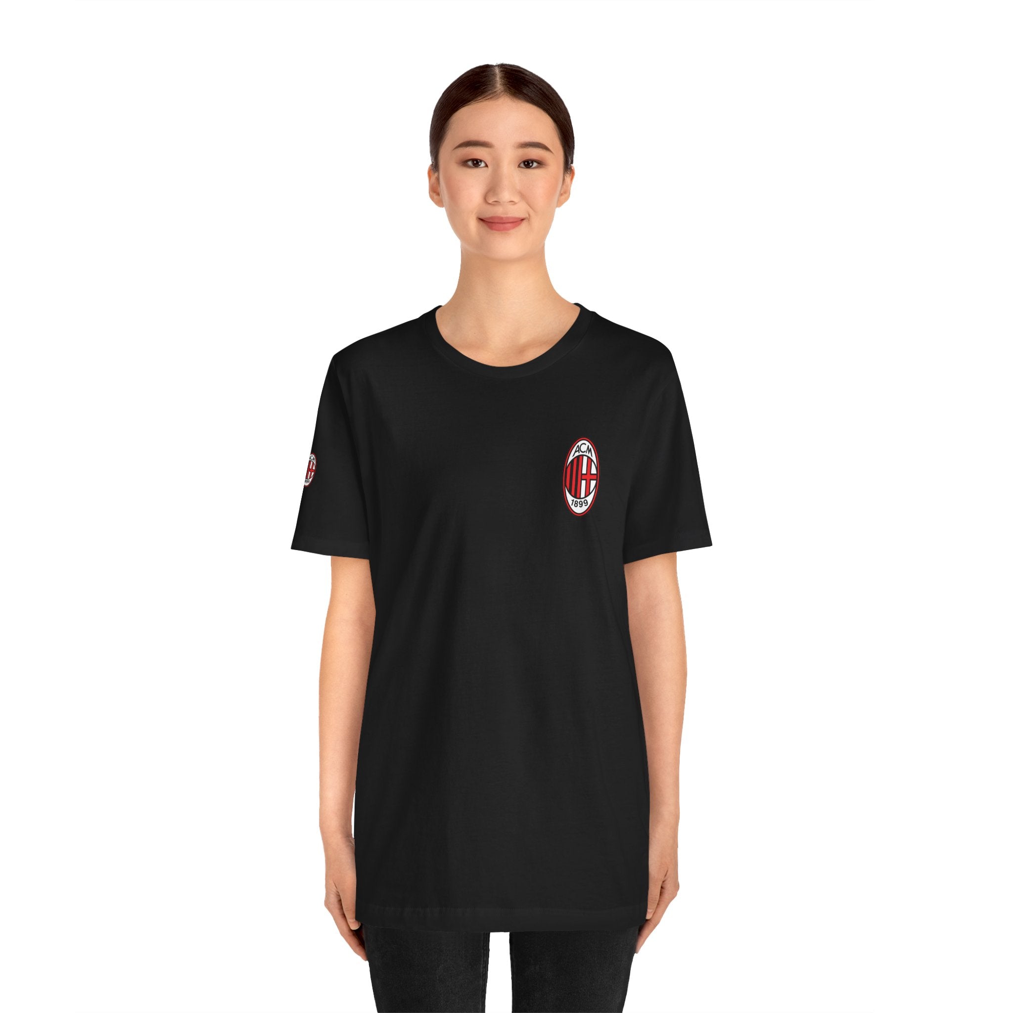 AC Milan Crest T-Shirt Minimal Soccer Tee with 'AC Milan' Back Print