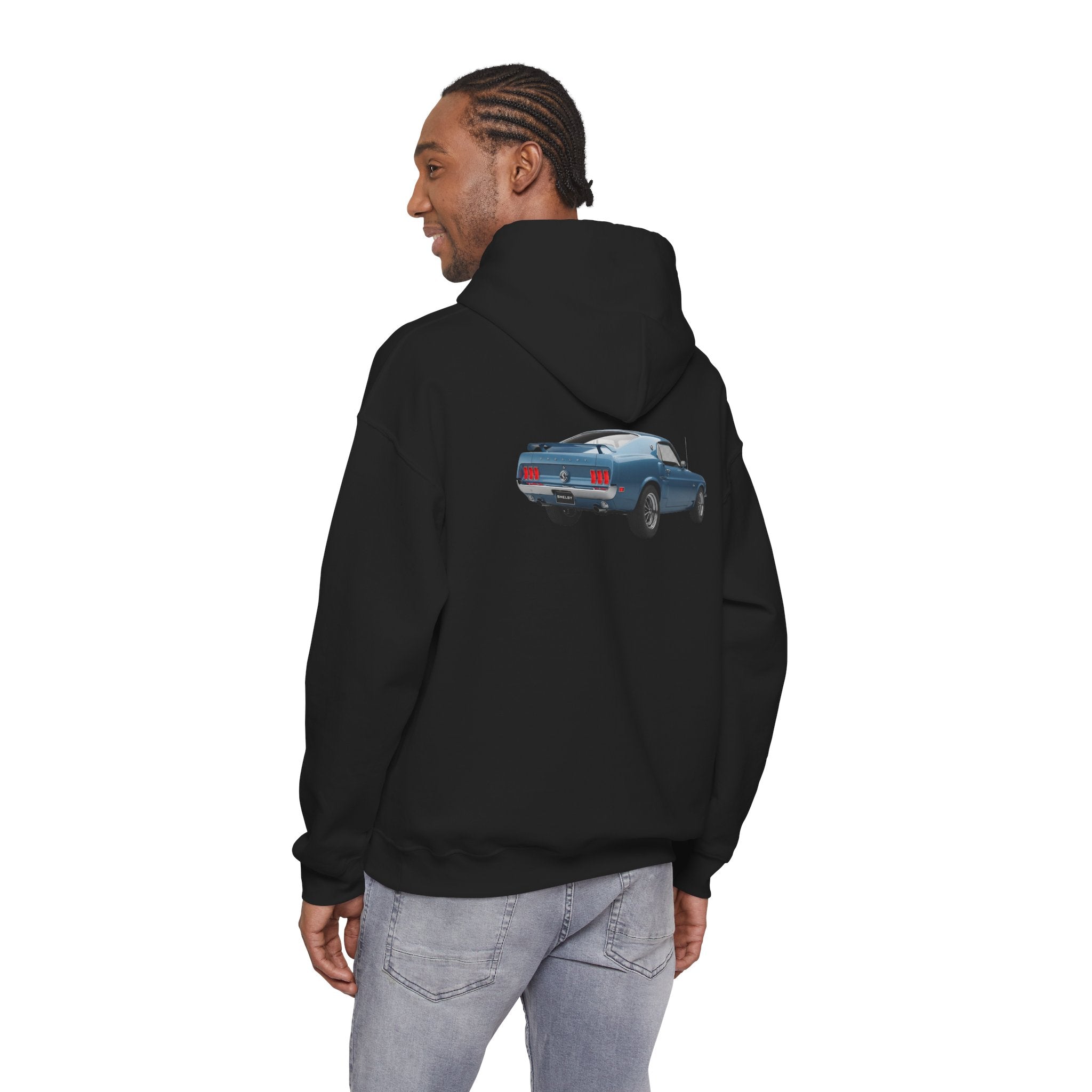 Classic Mustang Hoodie  Vintage Blue Pony Car Pullover