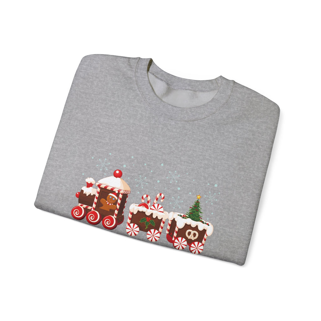 Gingerbread Train crewneck sweatshirt | Merry Christmas back print