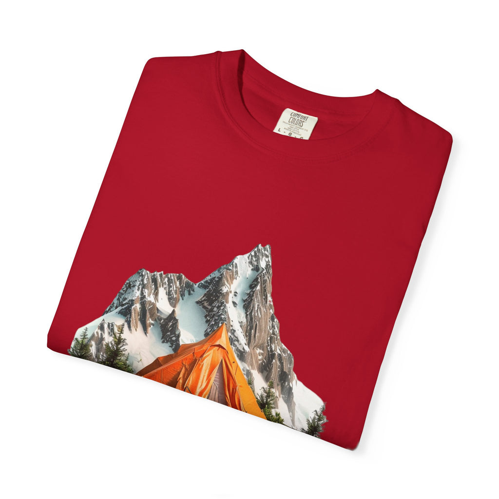 Mountain Camping Tent T-Shirt  Orange Tent Campsite Graphic
