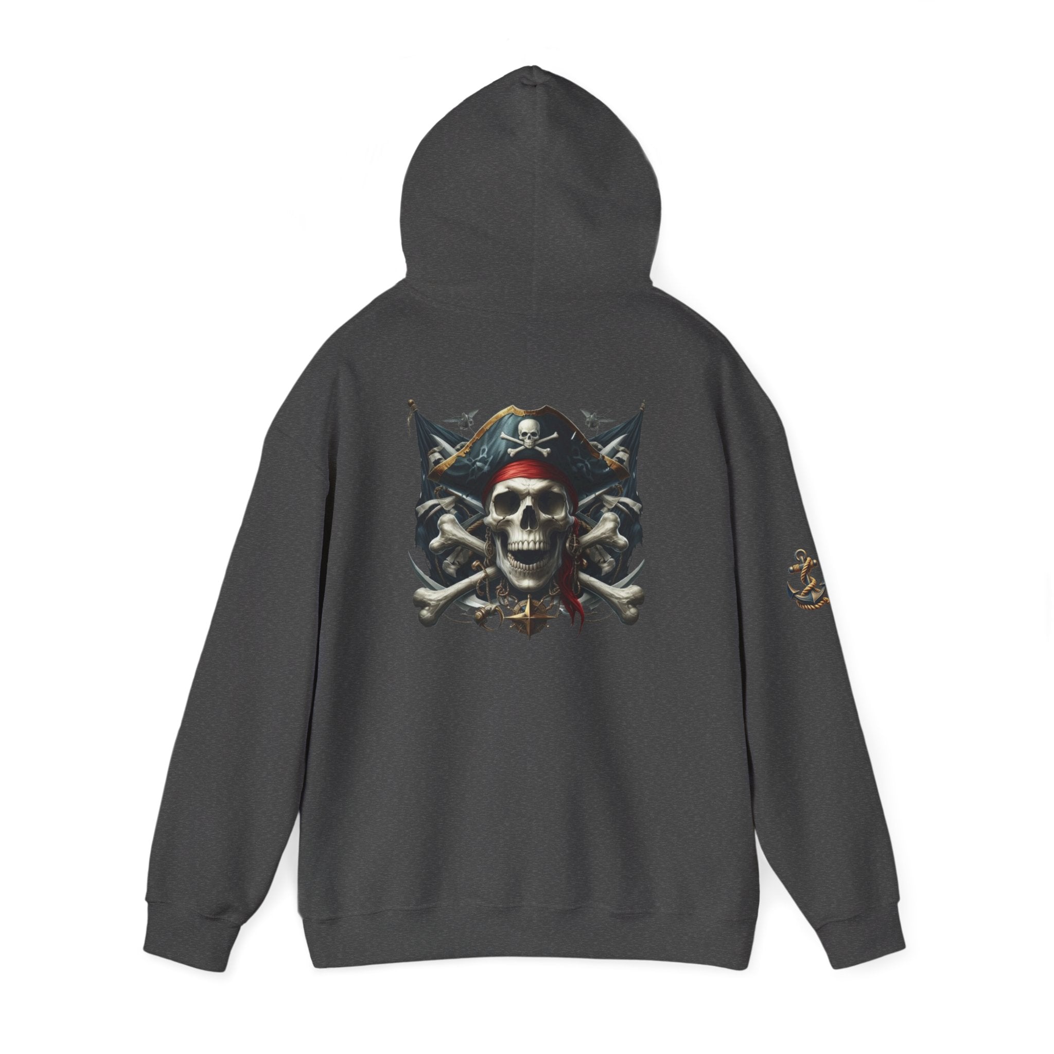 Pirate Skull Anchor Hoodie  Nautical Skull & Crossbones Pullover