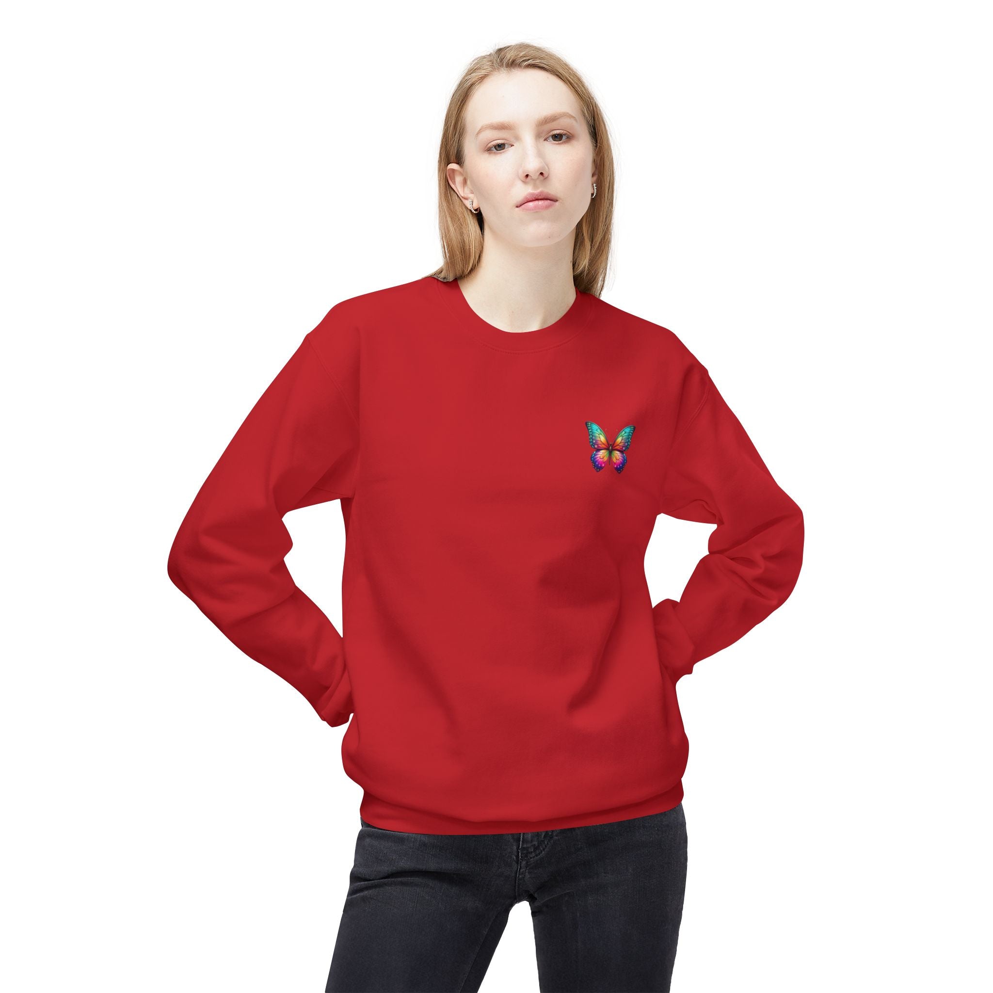 Rainbow Butterfly Sweatshirt | Colorful Monarch Wing Graphic