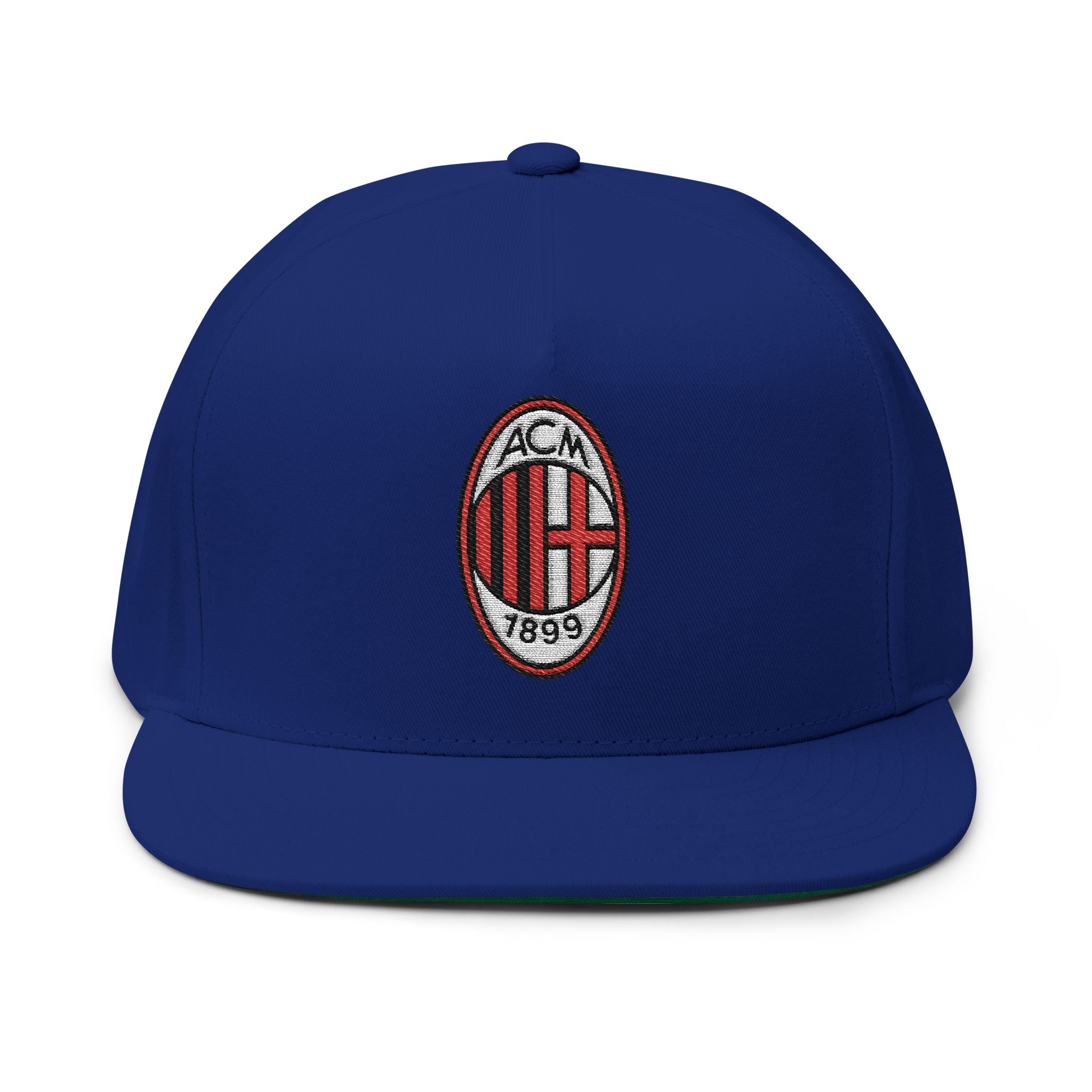 Embroidered Flat Bill Cap AC Milan Crest Snapback