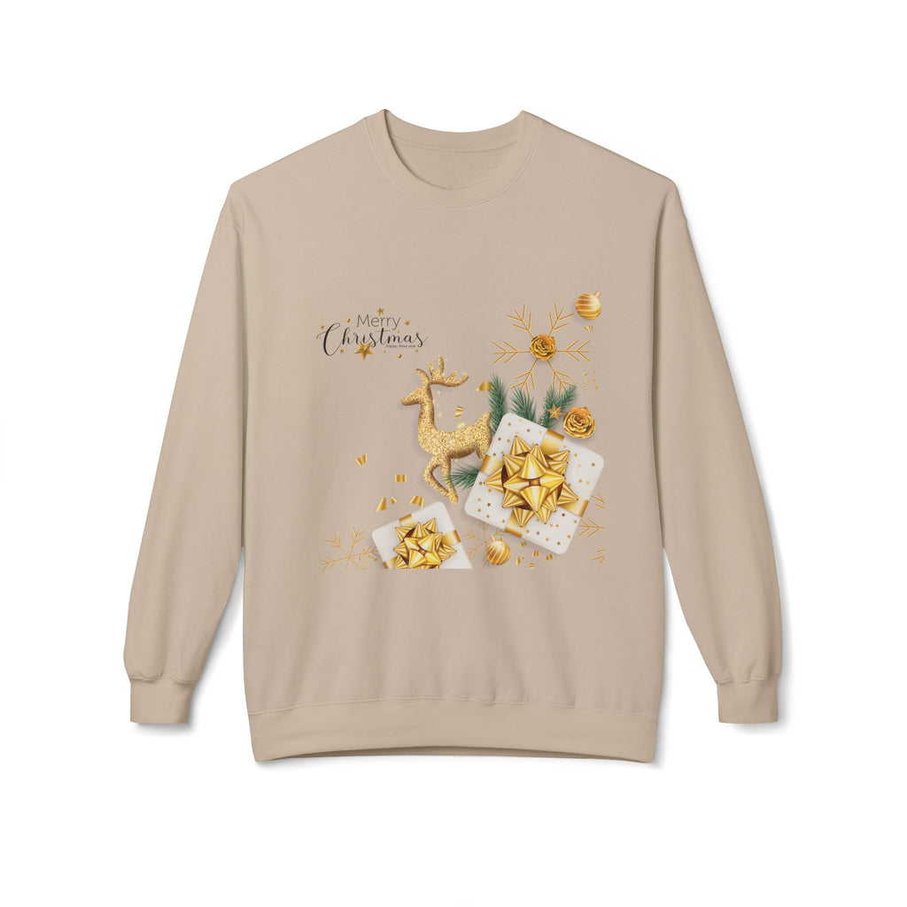 Gold Reindeer & Ornaments Christmas Crewneck Sweatshirt | Holiday Sweatshirt