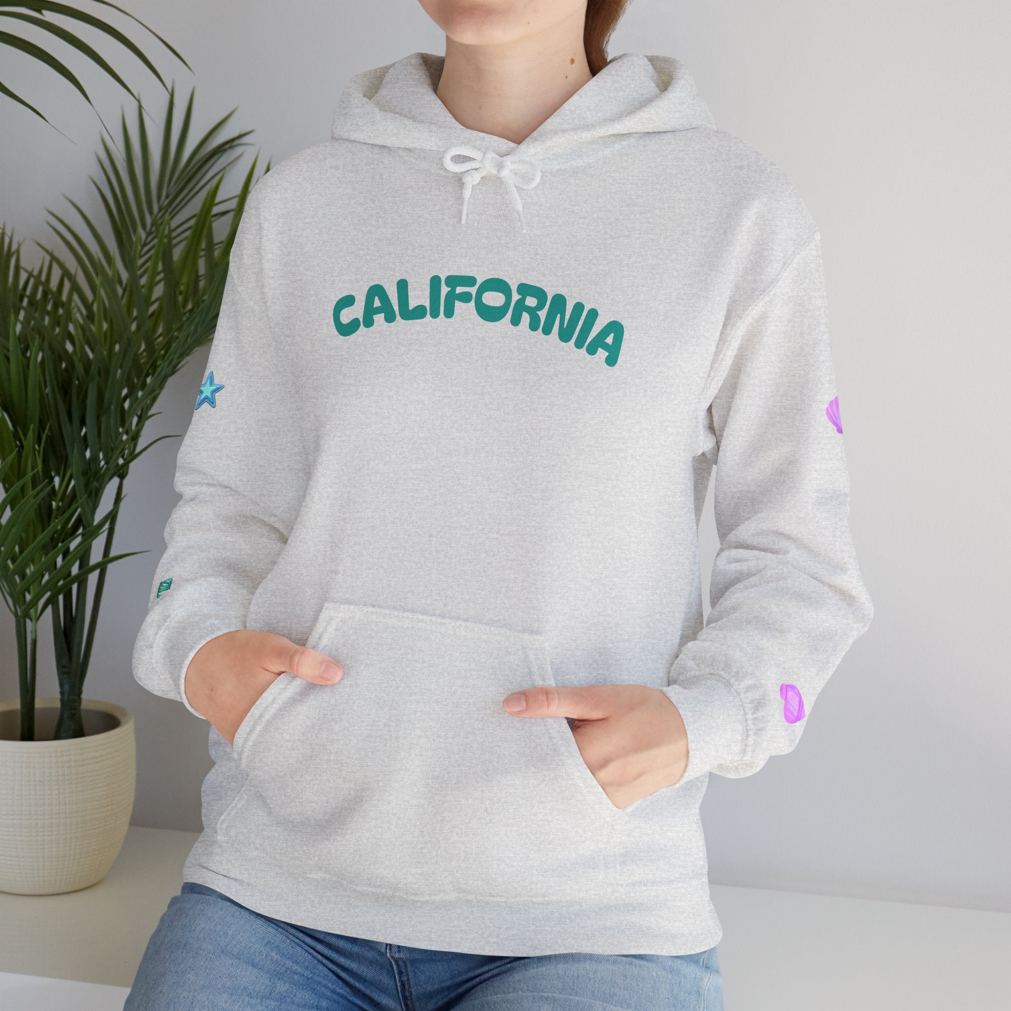 California Palm Tree Hoodie | Beach Island Graphic, Sleeve Icons