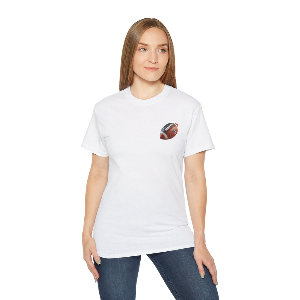 Football Helmet & Ball Graphic Tee  Vintage Red Helmet Short-Sleeve Shirt