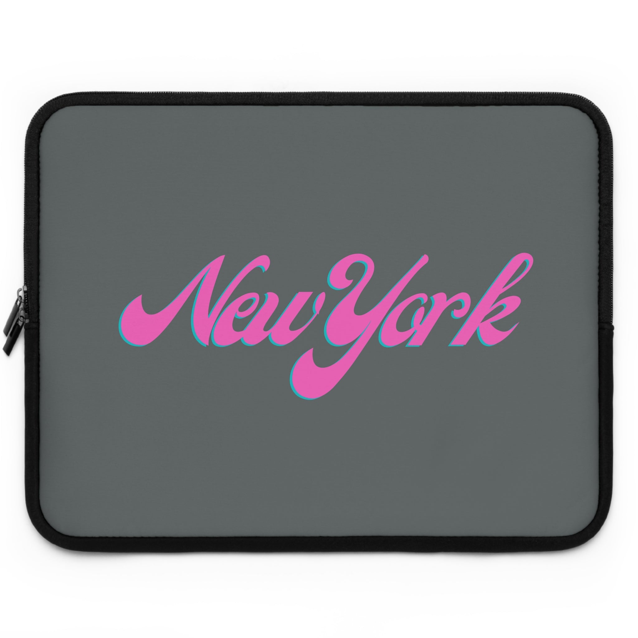 New York Pink Script Laptop Sleeve  Retro City Typography Sleeve