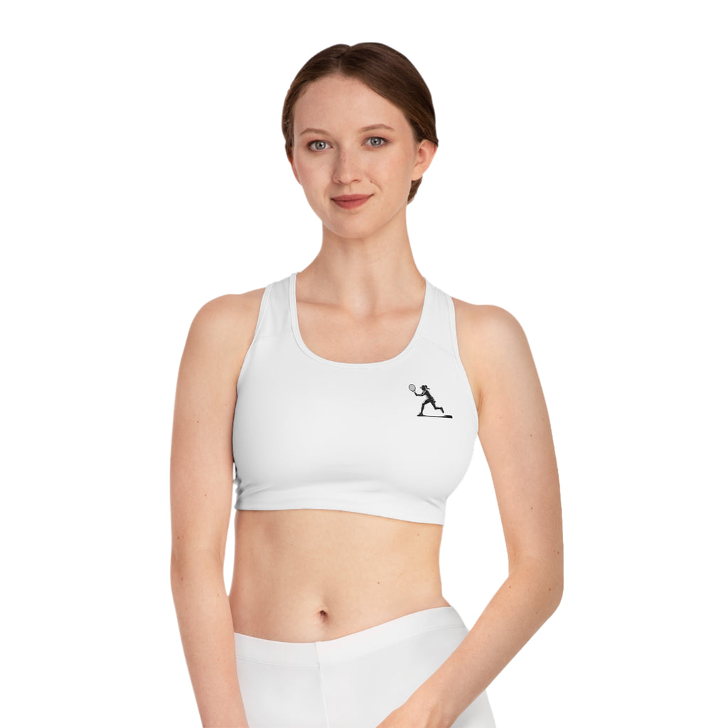 Tennis Sports Bra Minimalist Female Player Silhouette Athletic Crop Top