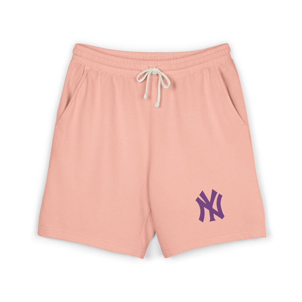 Fleece Sweat Shorts  Cream Lightweight Lounge Shorts with Purple NY Logo