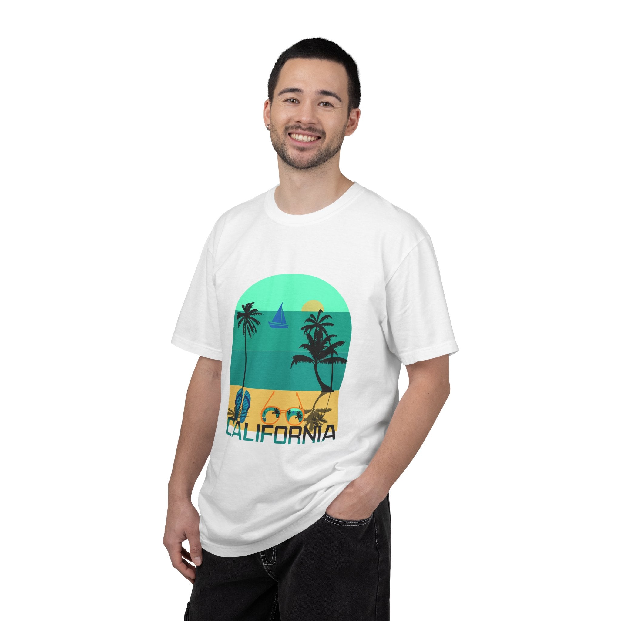 California Beach Surf T-Shirt  Retro Palm Trees & ‘SURFING’ Graphic