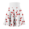 Red Ladybug Pattern Skater Skirt | Cute Insect Print, White Background