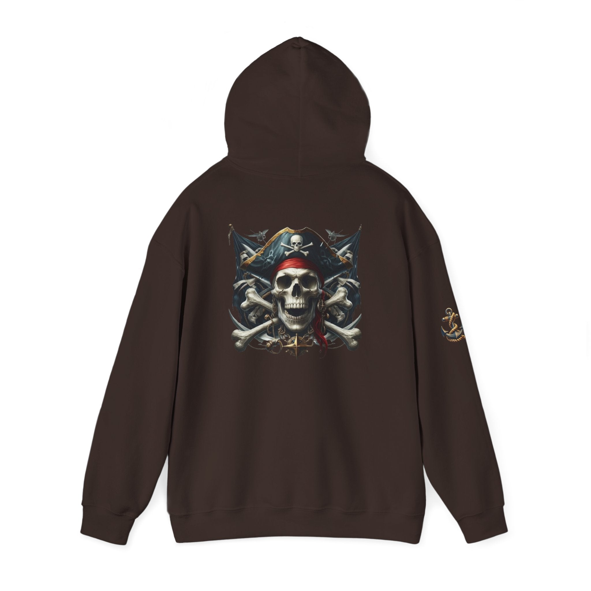 Pirate Skull Anchor Hoodie  Nautical Skull & Crossbones Pullover