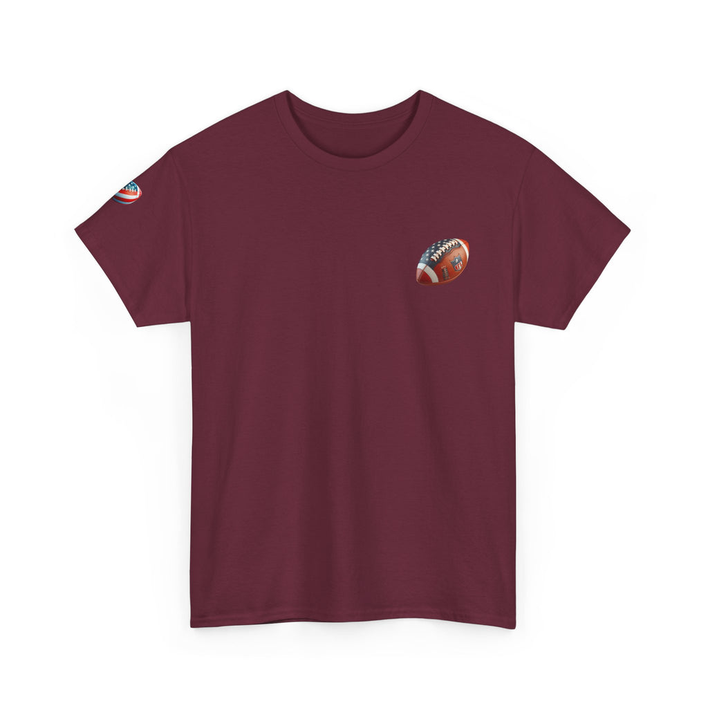 Skull Helmet Football Tee — Grunge Athletic Graphic T‑Shirt