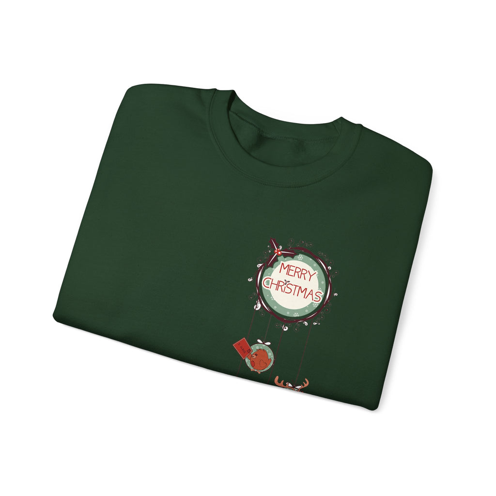 Merry Christmas Hanging Ornaments Sweatshirt Santa Reindeer Wreath Holiday