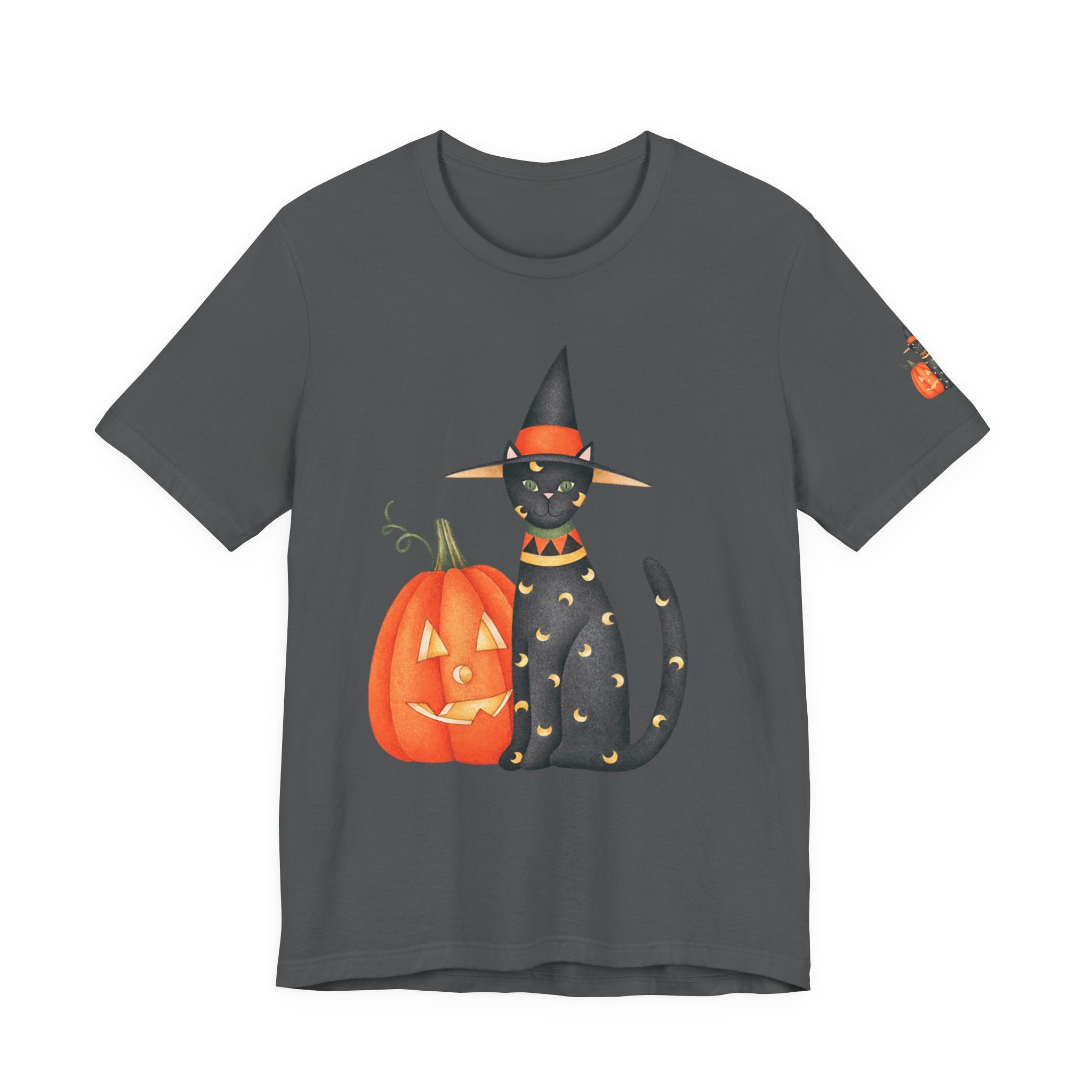 Halloween Cat Tee, Spooky Cat Shirt, Unisex Halloween T-Shirt, Pumpkin Cat Apparel, Halloween Costume Tee