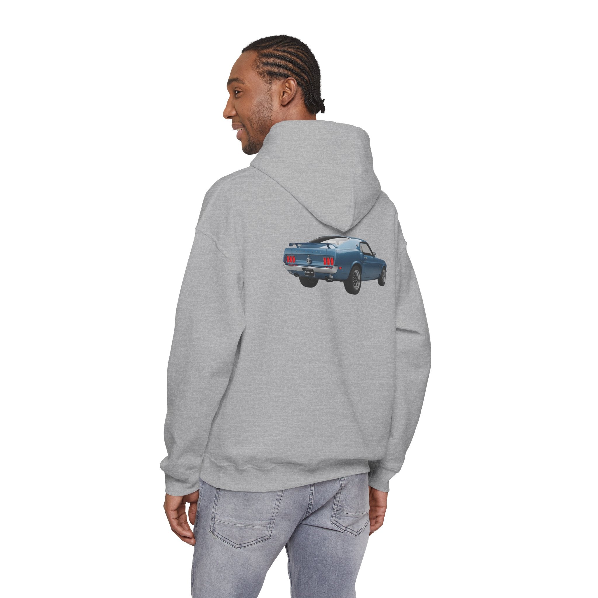 Classic Mustang Hoodie  Vintage Blue Pony Car Pullover