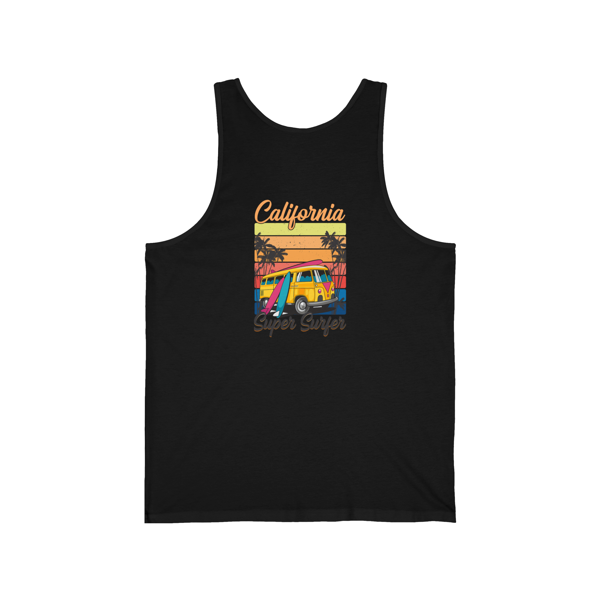 California Surf Tank Top 'Super Surfer' Vintage Beach Surfboard Design