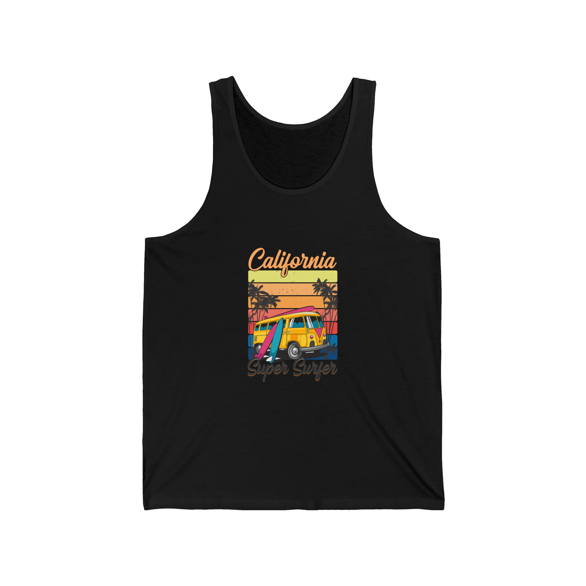 California Super Surfer Tank Top  Retro Surfboard Beach Tank