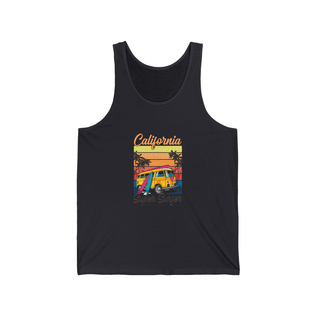 California Super Surfer Tank Top  Retro Surfboard Beach Tank