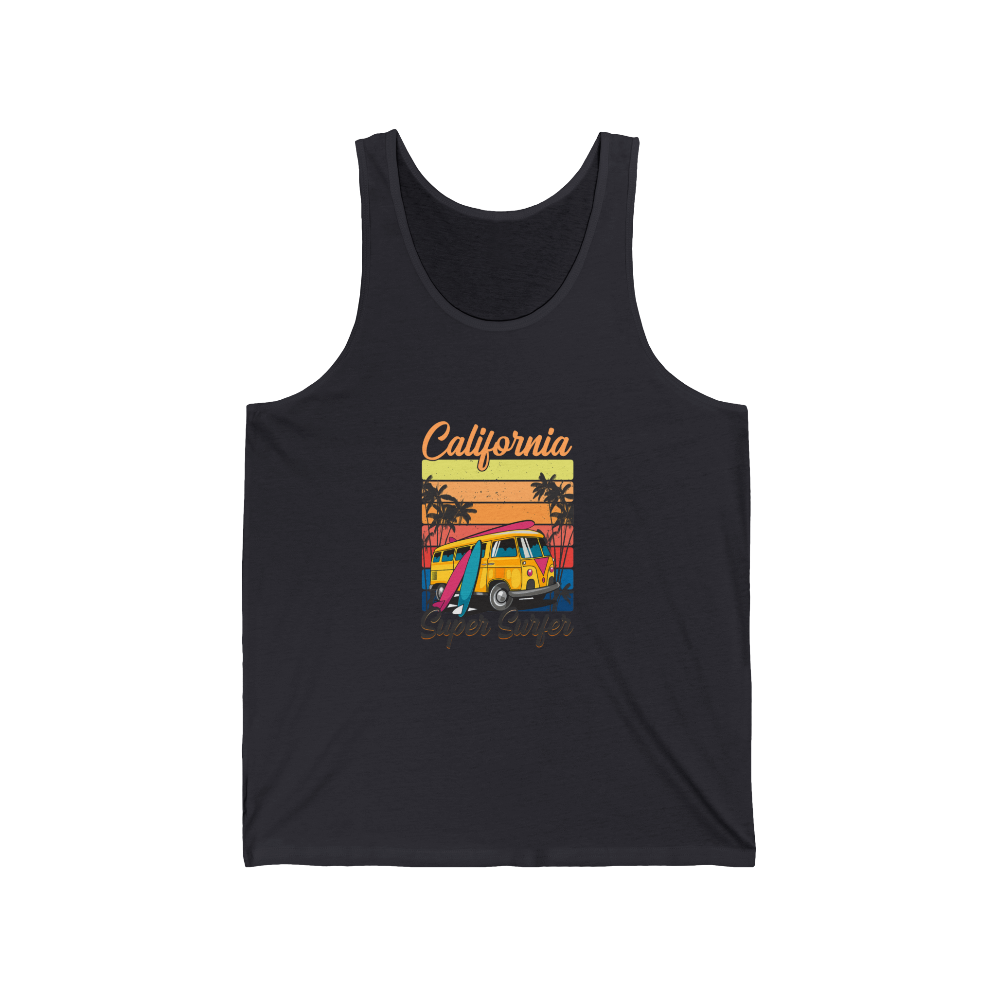 California Super Surfer Tank Top  Retro Surfboard Beach Tank
